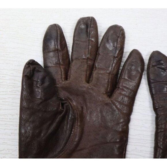 CARDINAL GLOVE COMPANY - VINTAGE WOMEN'S BROWN COWGRAIN LEATHER GLOVES - SIZE M - Picture 5 of 10